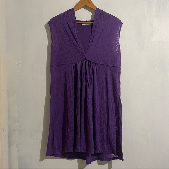 Robin Piccone Purple Hooded Coverup Dress Sleeveless Paisley Print - Picture 1 of 11